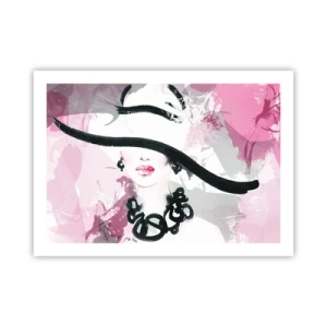 Poster - Portrait of a Lady in Black and Pink - 70x50 cm