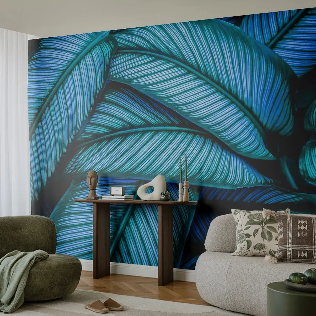 Photo Wallpaper Standard Eco - Lifelines - Leaves, Botany, Plants - 350x256 cm