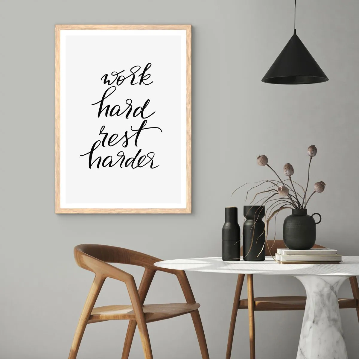 Poster in light oak frame - Life  Balance - 61x91 cm