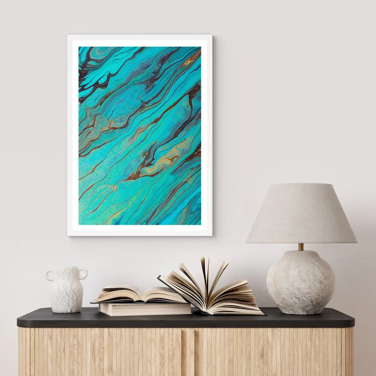 Poster in white frmae - Turquoise Tide - 50x70 cm