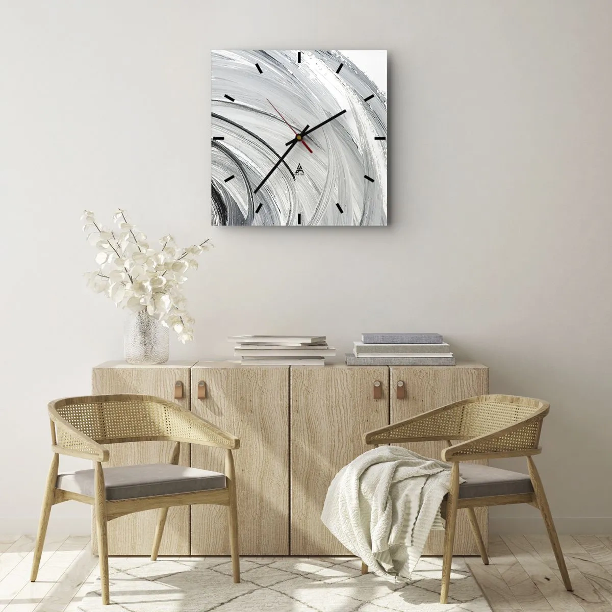 Wall clock - Clock on glass - Orbital Composition - 30x30 cm