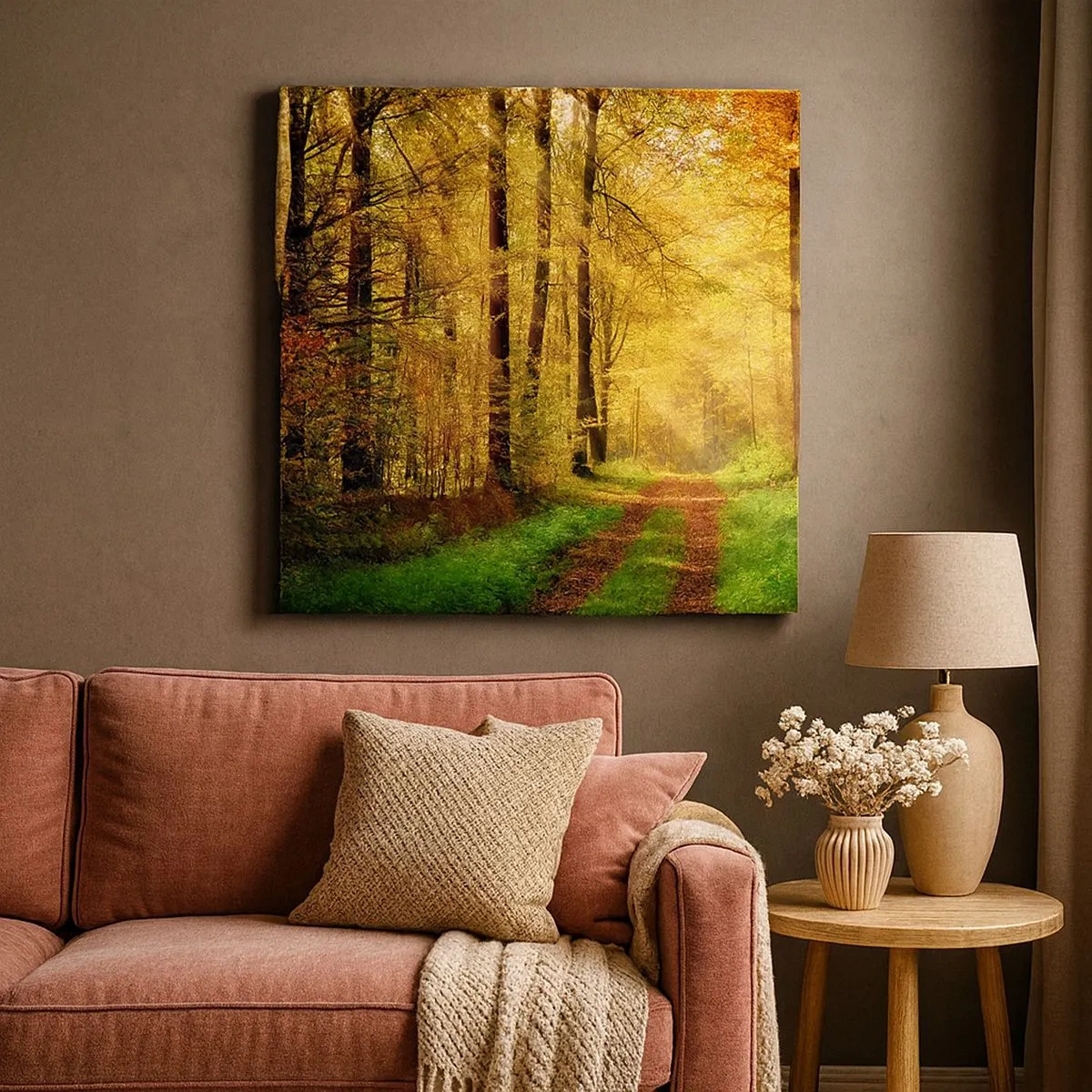 Canvas picture - Forest Golden silence - 30x30 cm