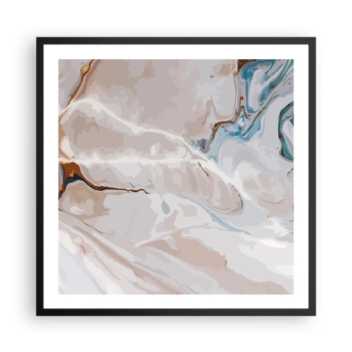 Poster in black frame - Blue Meanders under White - 60x60 cm