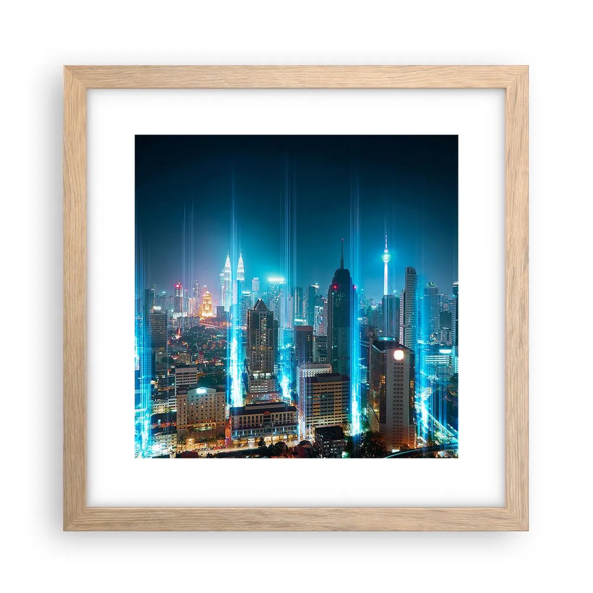 Poster in light oak frame - Berlin Lights - 30x30 cm