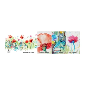 Photo Wallpaper Sample Premium Canvas - Meadow in May - Flowers, Poppies, Garden - 100x30 cm