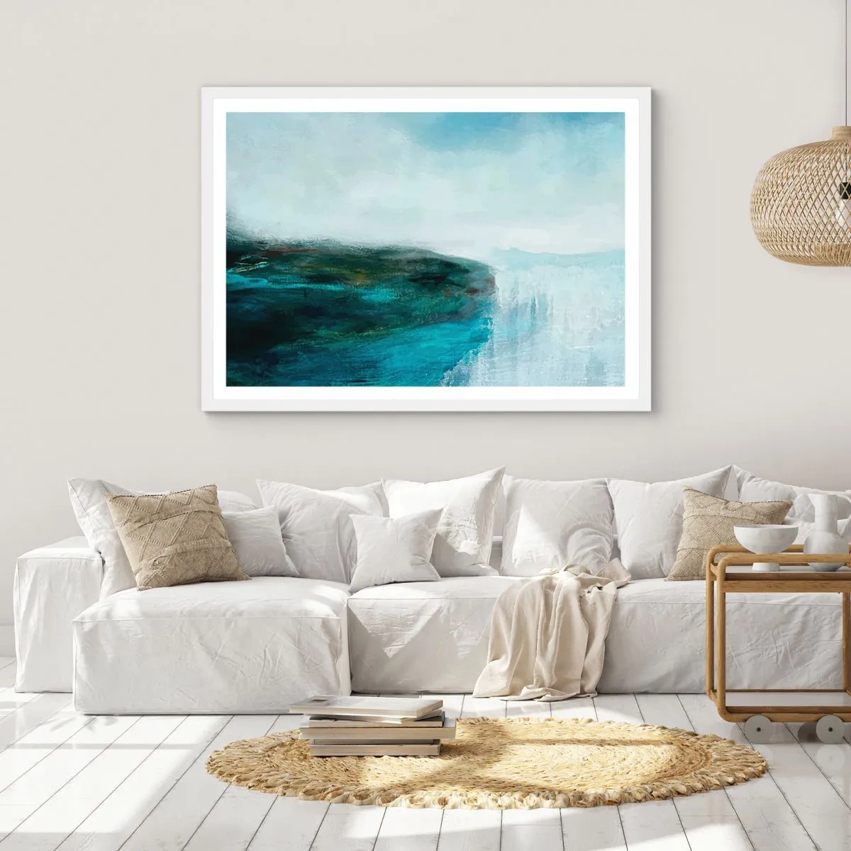 Poster in white frmae - Marine Abstract - 50x40 cm