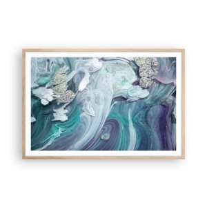 Poster in light oak frame - Currents of Blue - 91x61 cm