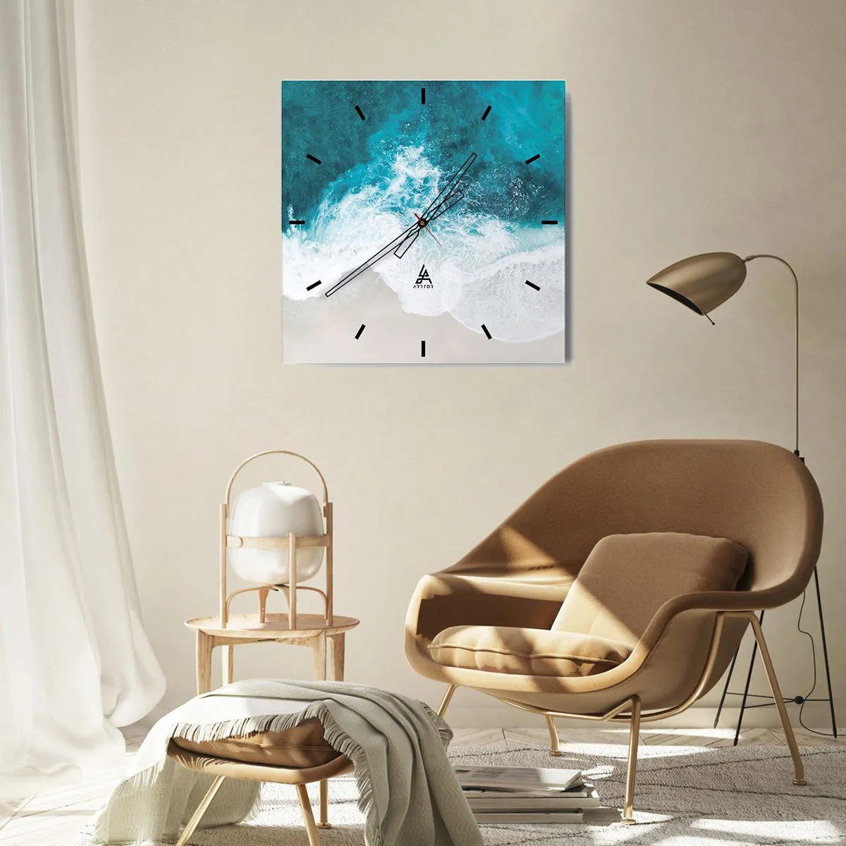 Wall clock - Clock on glass - Natural Caress - 30x30 cm