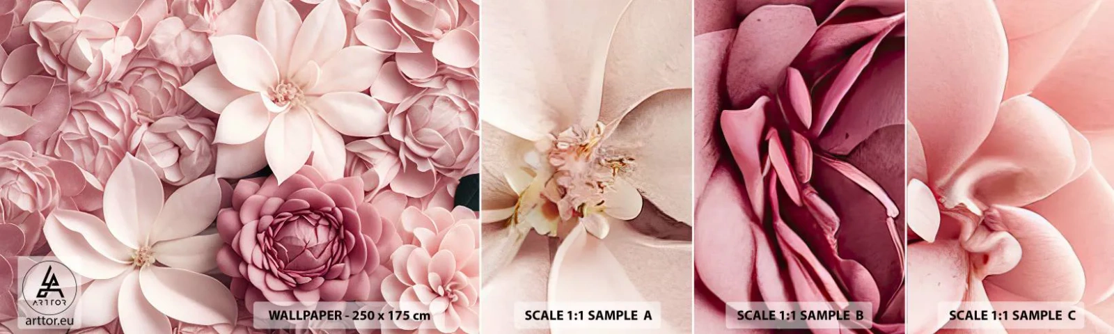 Photo Wallpaper Sample Self-Adhesive Deluxe Sticker - In Pink Petals - Flowers, Pastel, Bright - 100x30 cm