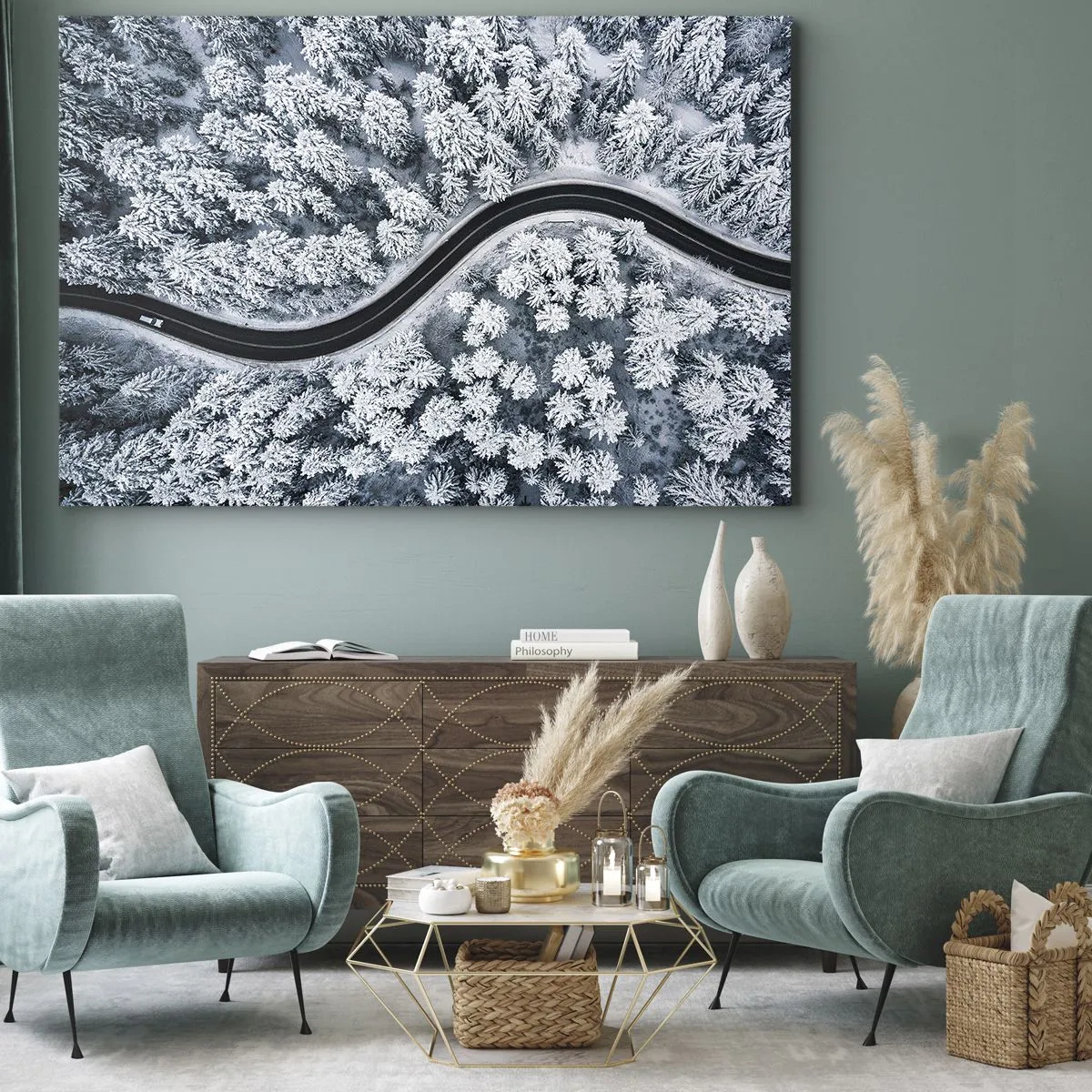 Canvas picture - Through Wintery Forest - 120x80 cm