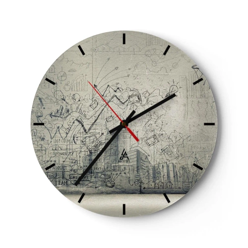 Wall clock - Clock on glass - My Wonderful City Life - 40x40 cm