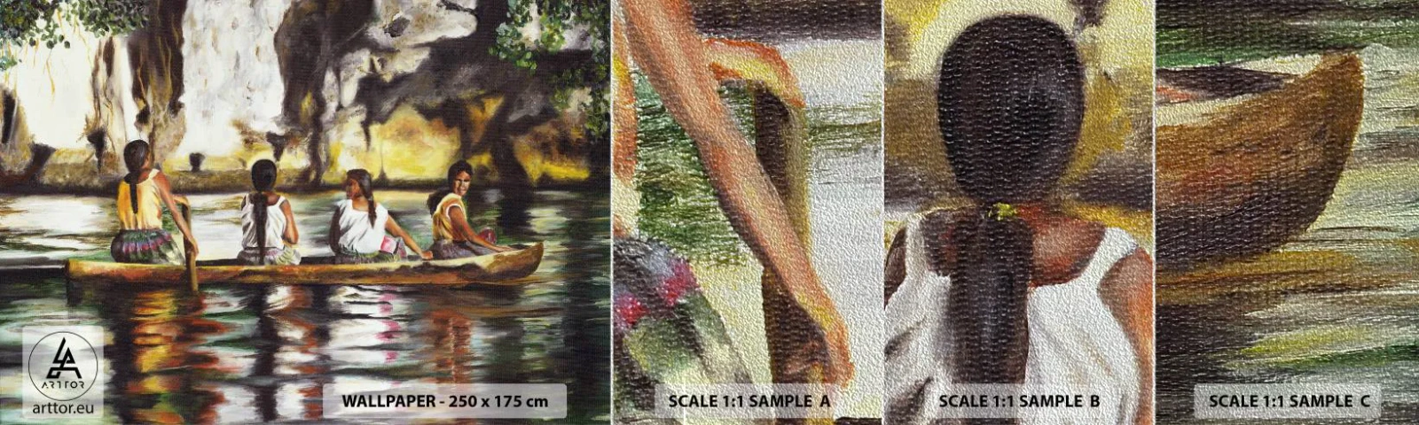 Photo Wallpaper Sample Premium Sand - Polinesian Paradise - Travels, Landscape, River - 100x30 cm