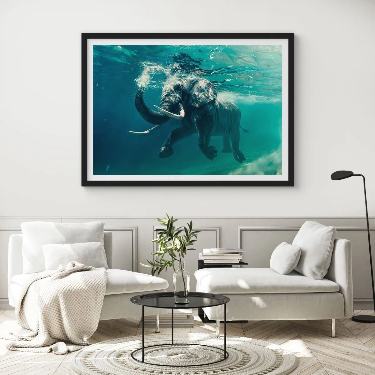 Poster in black frame - Everyone Likes to Swim - 50x40 cm
