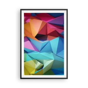 Poster in black frame - Rainbow Origami - 61x91 cm