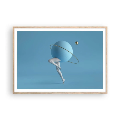 Poster in light oak frame - And Planets Are Going Crazy - 100x70 cm