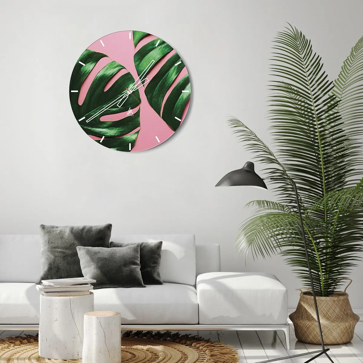 Wall clock - Clock on glass - Green Rendezvous - 40x40 cm