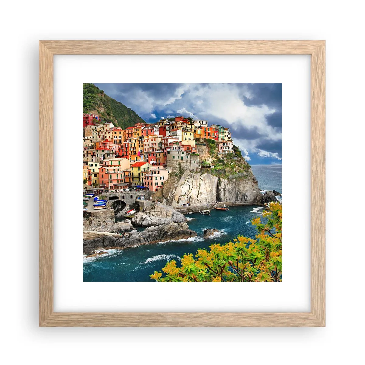 Poster in light oak frame - Hugging the Rocks - 30x30 cm
