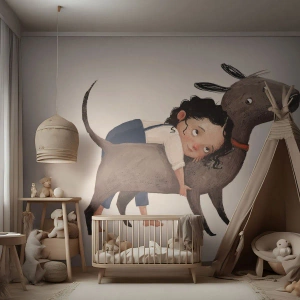 Photo Wallpaper Premium Sand - Best Friends - For children, Dog, Girl - 500x350 cm