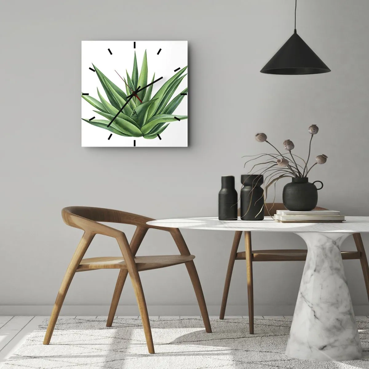 Wall clock - Clock on glass - Green - Power - Life - 30x30 cm