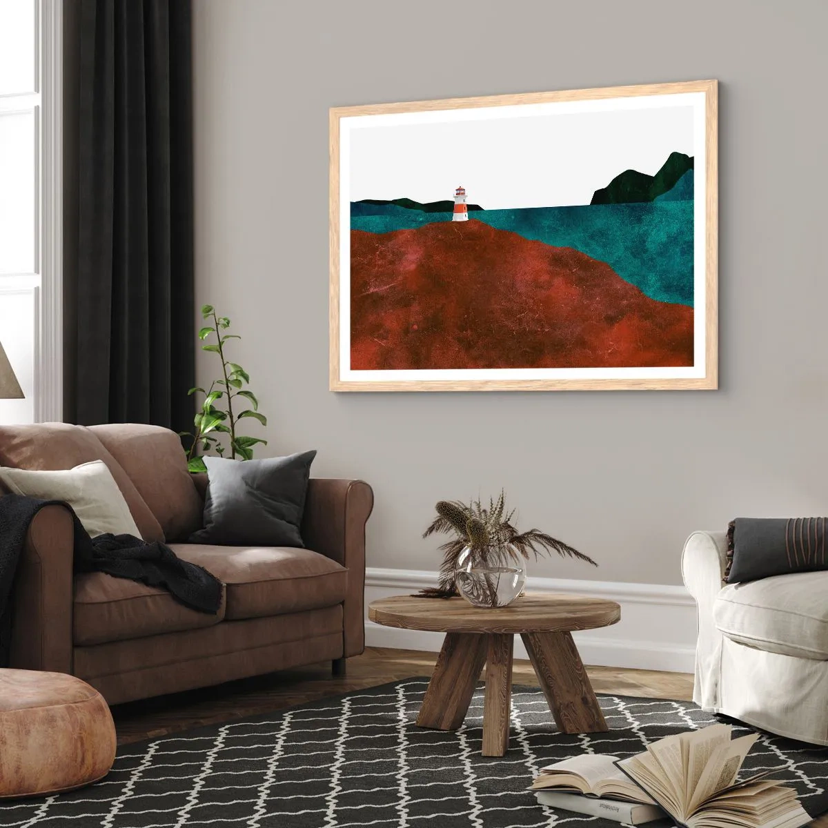Poster in light oak frame - Gazing at the Sea - 70x50 cm