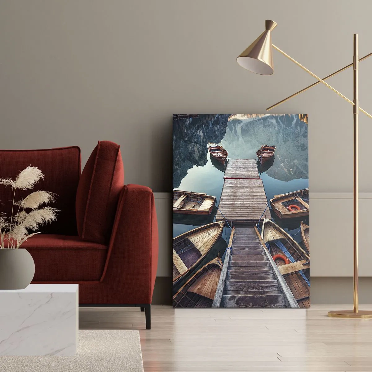 Canvas picture - Waiting at the Harbour - 45x80 cm