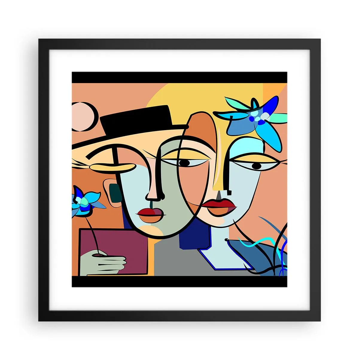 Poster in black frame - Rendez-vous Picasso Style - 40x40 cm
