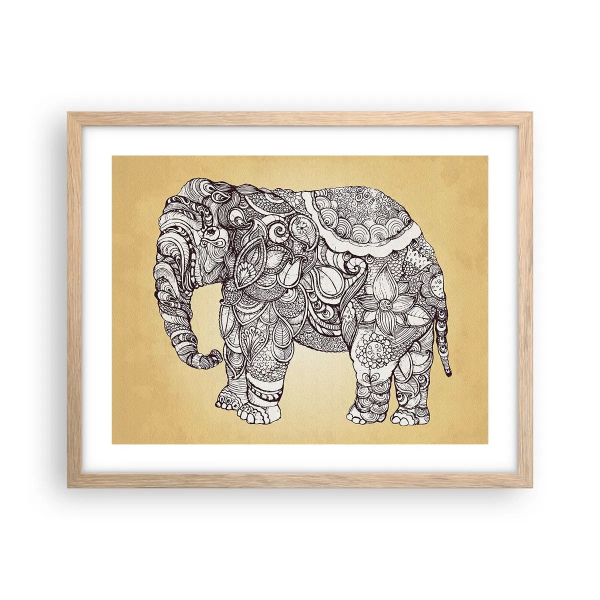 Poster in light oak frame - Hidden Elephant - 50x40 cm