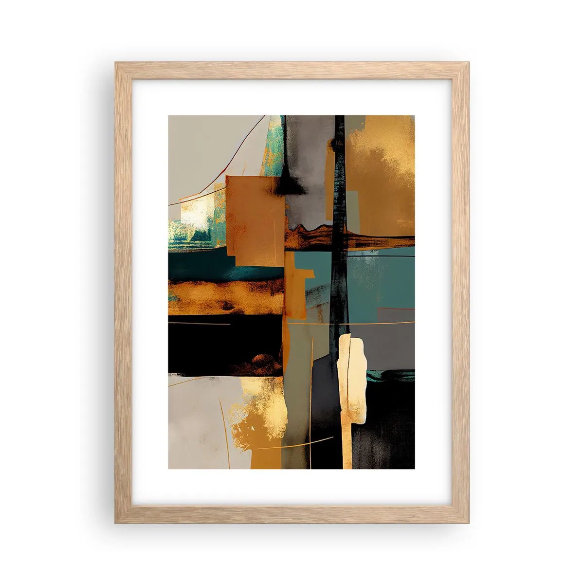 Poster in light oak frame - Abstract - Light and Shadow - 30x40 cm