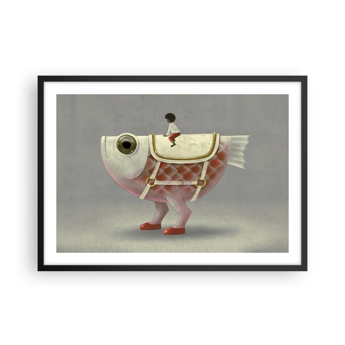 Poster in black frame - Fish Jockey - 70x50 cm