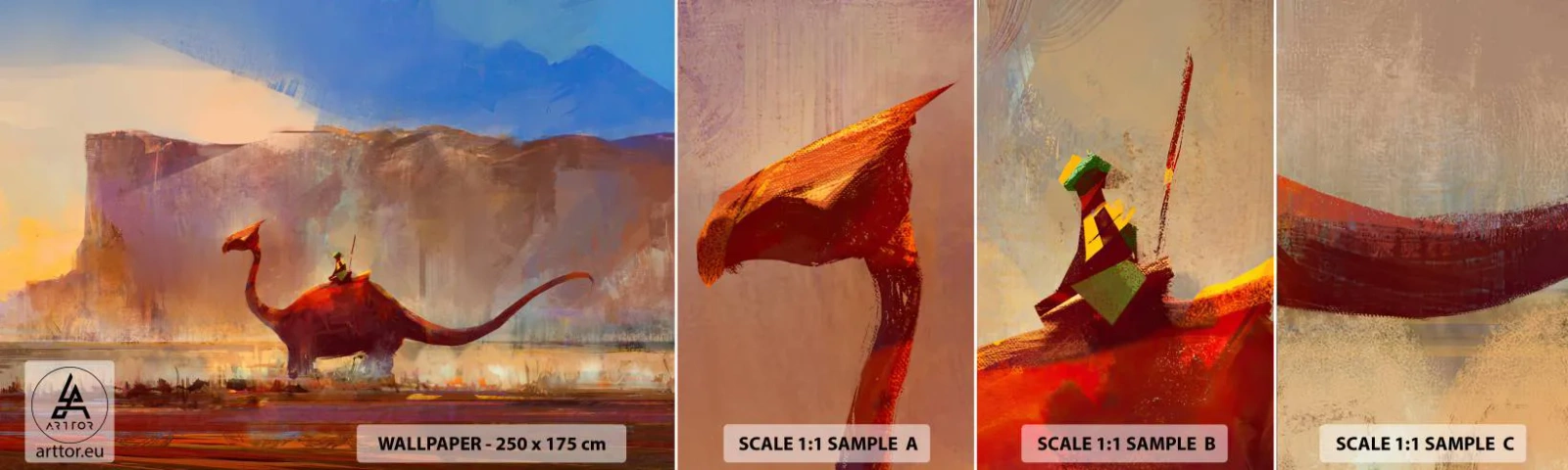 Photo Wallpaper Sample Standard Eco - If They Hadn't Gone Extinct - Abstraction, Dinosaur, Fantasy - 100x30 cm