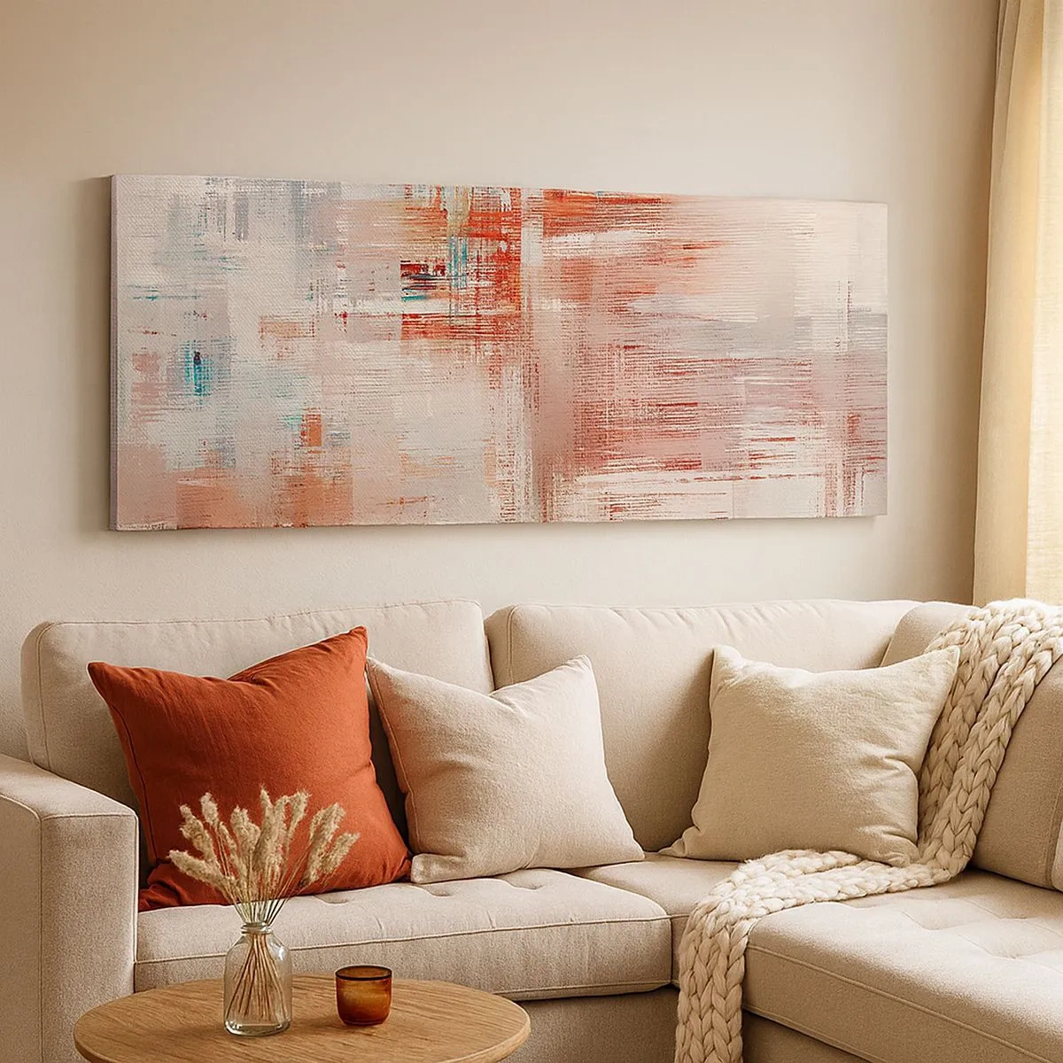 Canvas picture - Foggy but Pink - 100x40 cm