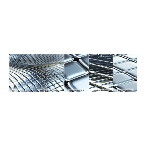 Photo Wallpaper Sample Self-Adhesive Deluxe Sticker - Metallic Silver Wave - Abstraction, Graphics, Piece - 100x30 cm