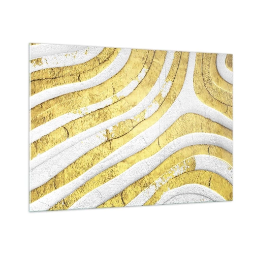 Glass picture - Composition in White and Gold - 100x70 cm