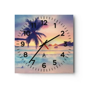 Wall clock - Clock on glass - Evening in a Bay - 40x40 cm