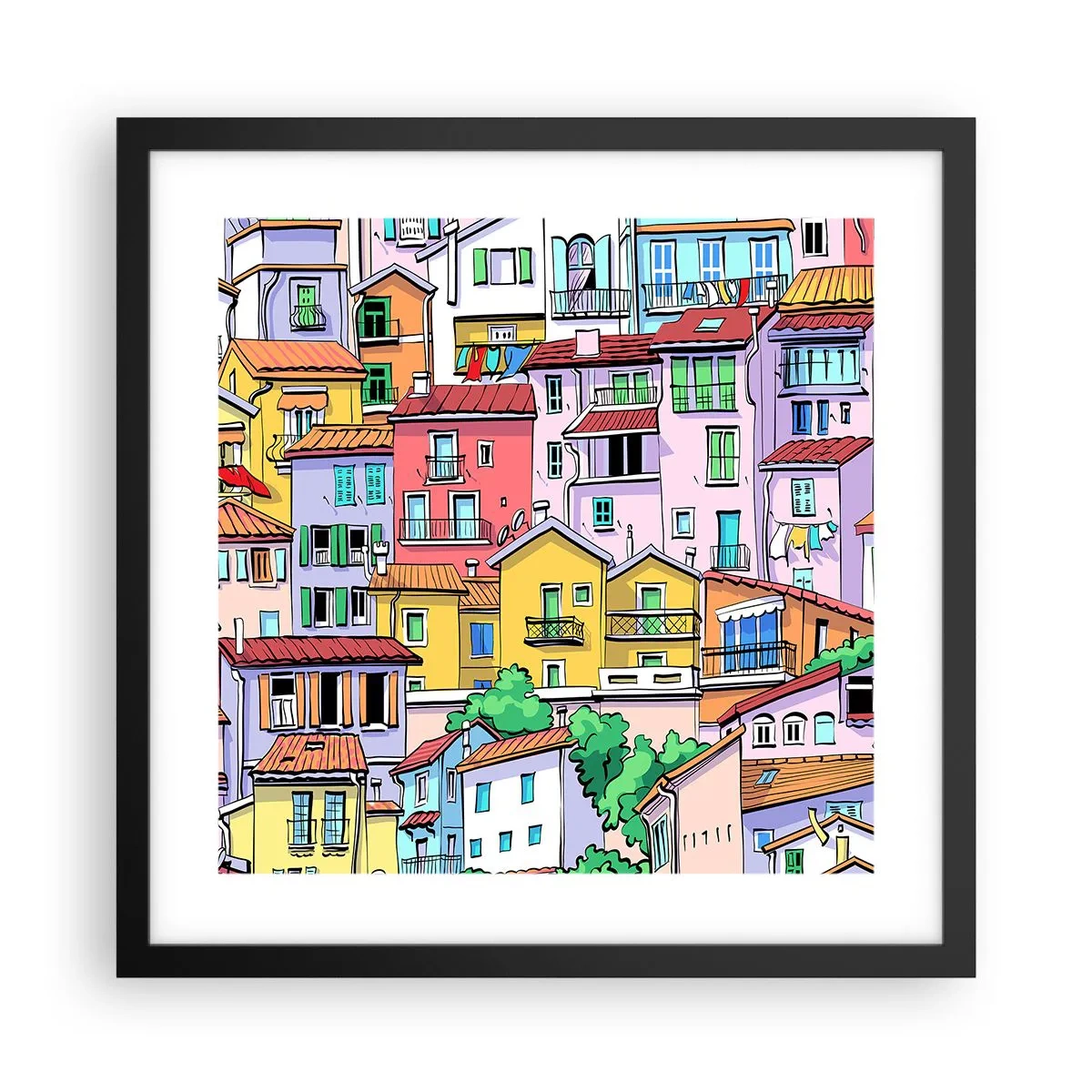 Poster in black frame - Merry City - 40x40 cm