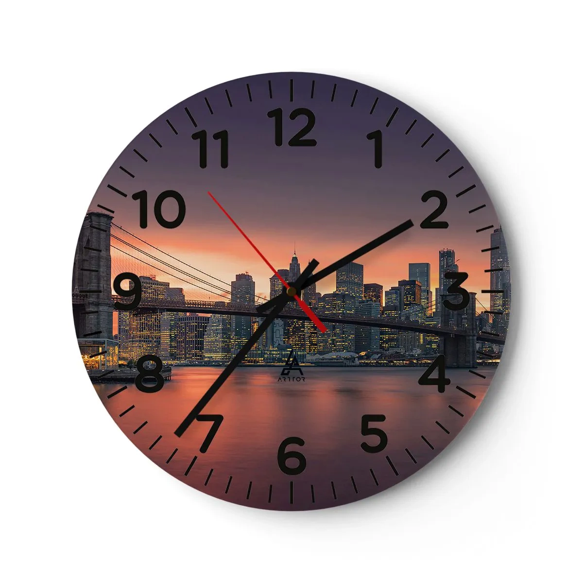 Wall clock - Clock on glass - Submerged in Lilac Silence - 40x40 cm