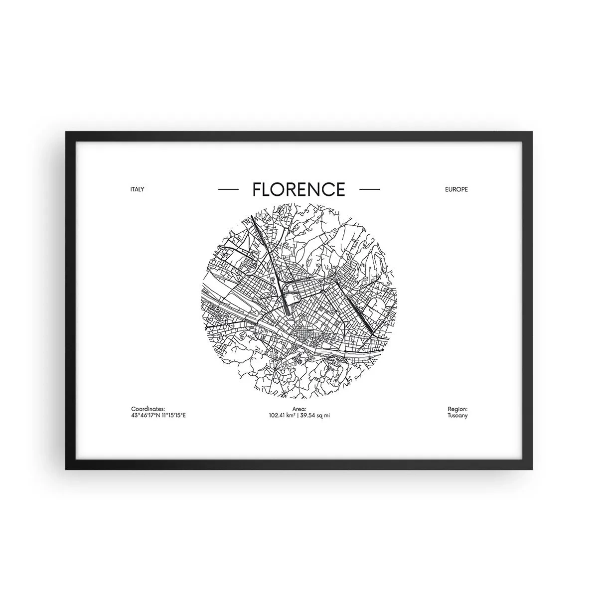 Poster in black frame - Anatomy of Florence - 70x50 cm