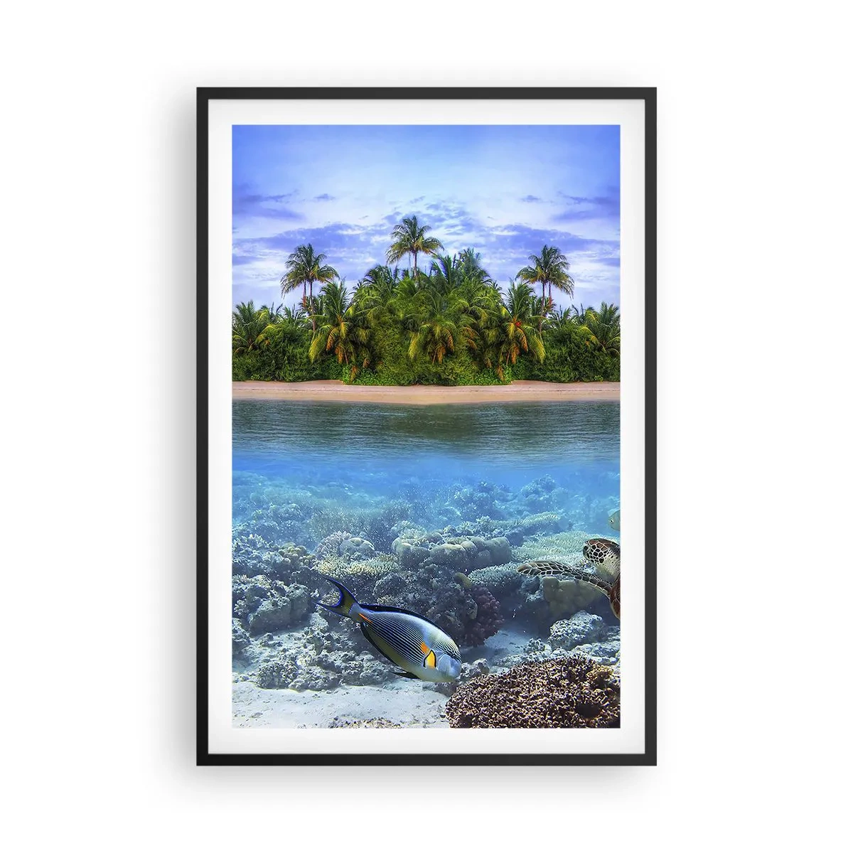 Poster in black frame - Heavenly Island Invites You - 61x91 cm