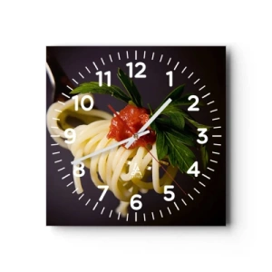 Wall clock - Clock on glass - Tasty Bite - 30x30 cm