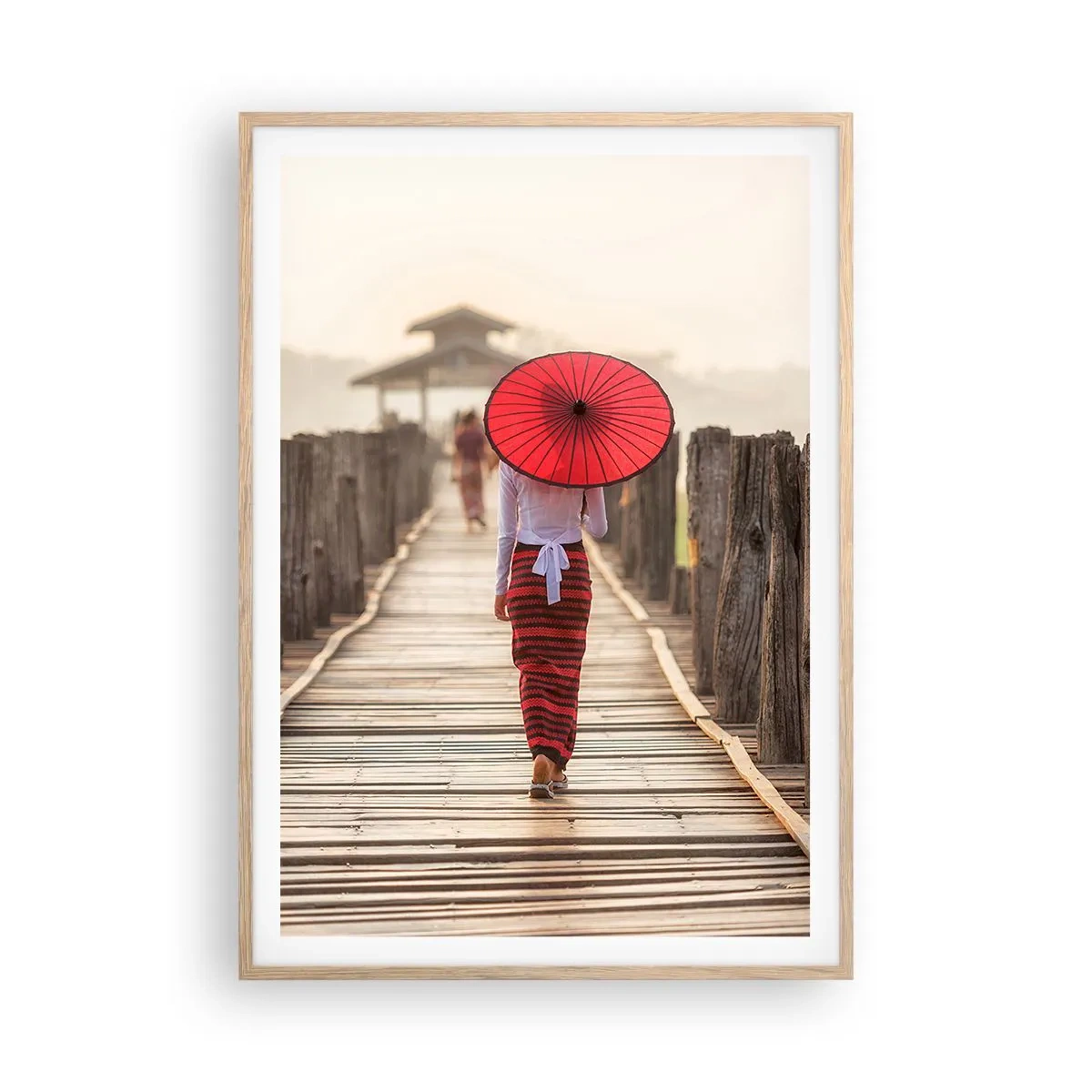 Poster in light oak frame - On an Old Bridge - 70x100 cm