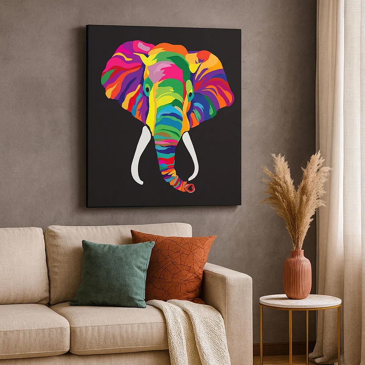 Canvas picture - Elephant That Enjoyed Rainbow Bath - 30x30 cm