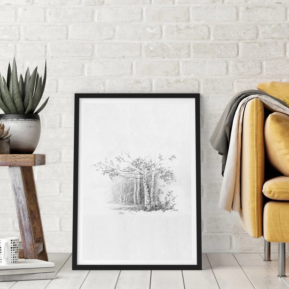 Poster in black frame - Holiday of Birch Forest - 70x100 cm