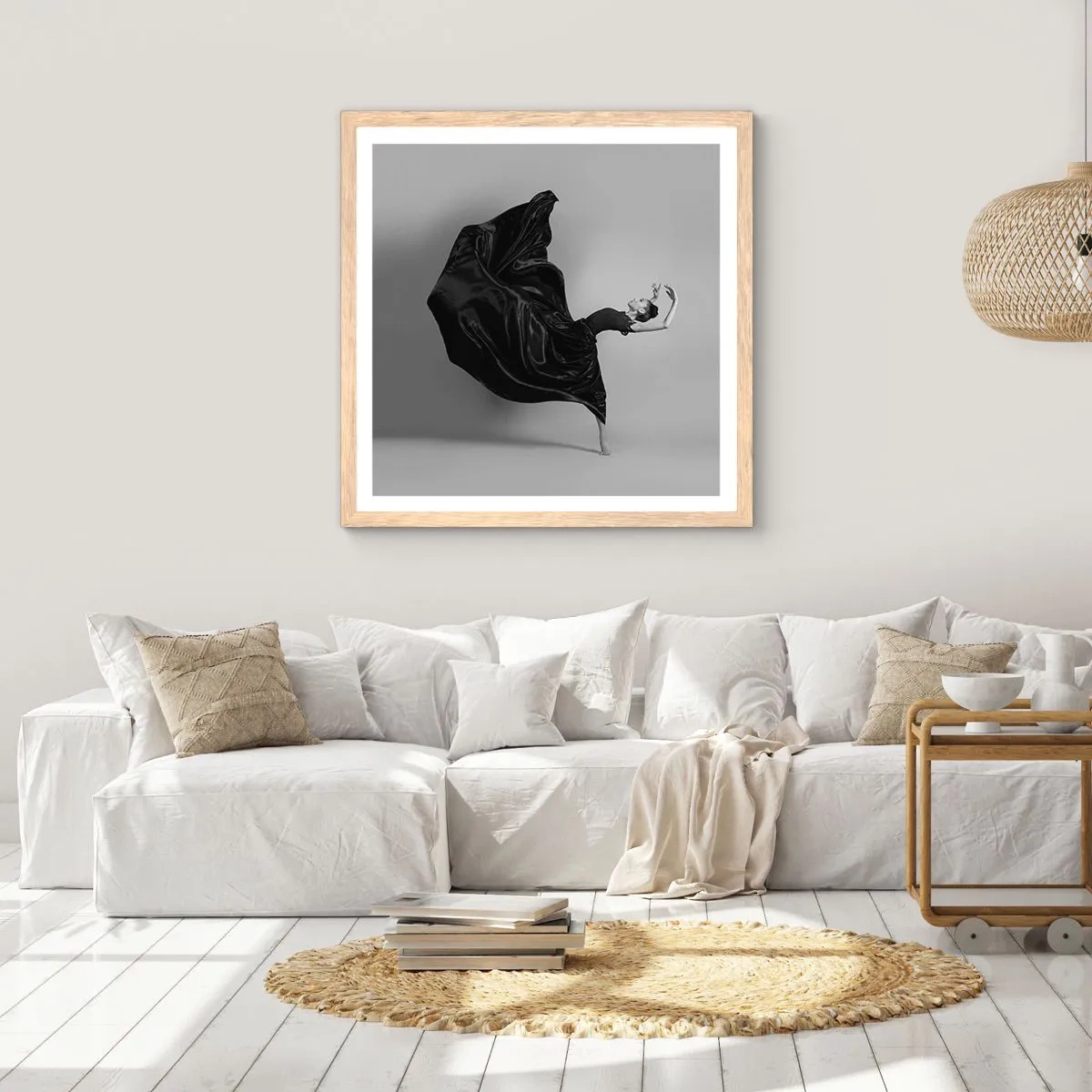 Poster in light oak frame - On the Wings of Music - 40x40 cm