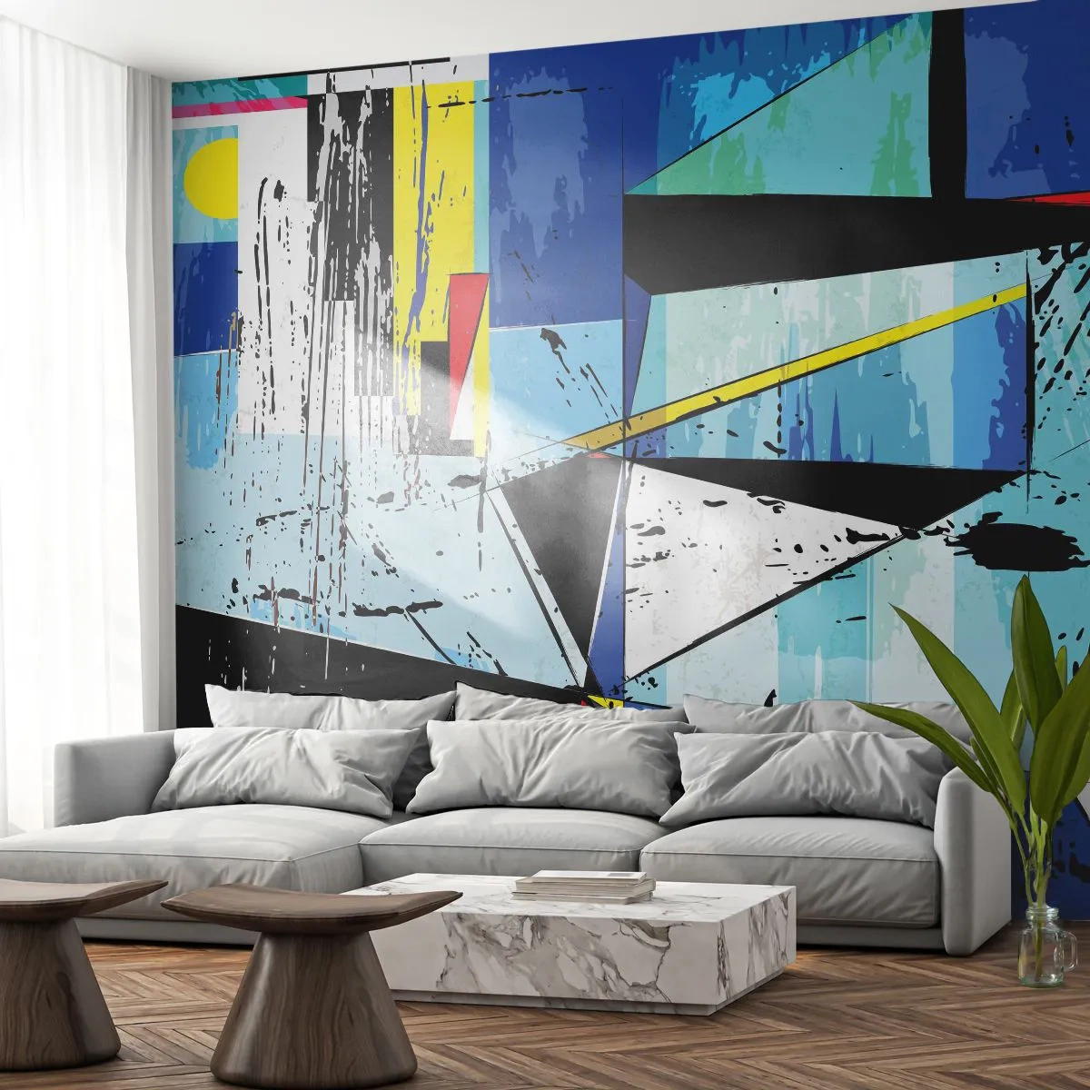 Self-Adhesive Photo Wallpaper Deluxe Sticker - Looking at the World at an Angle - Abstraction, Piece, Modern Pattern - 250x175 cm
