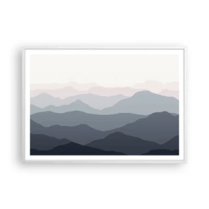 Poster in white frmae - Mountain Waves - 100x70 cm