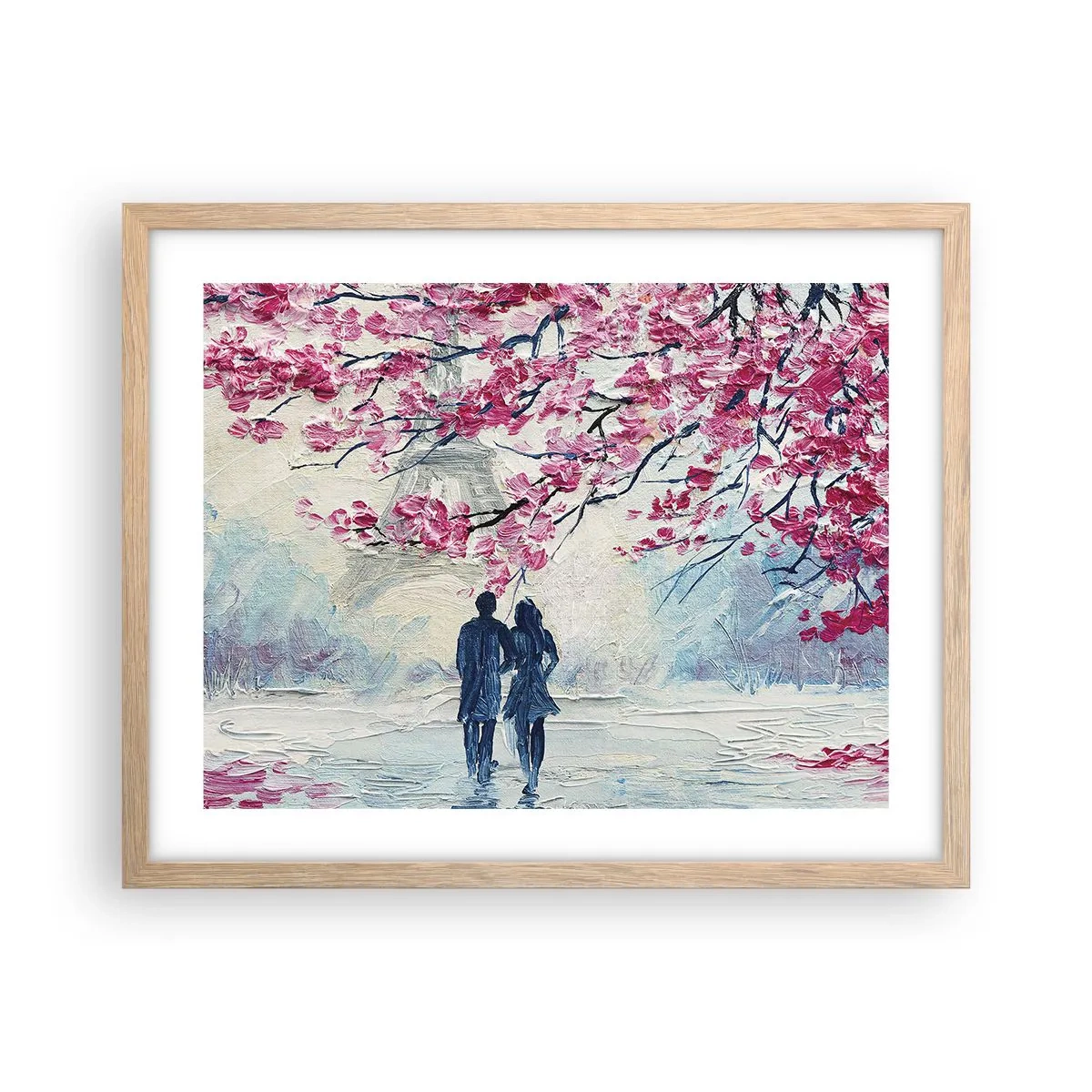 Poster in light oak frame - Romantic Walk - 50x40 cm