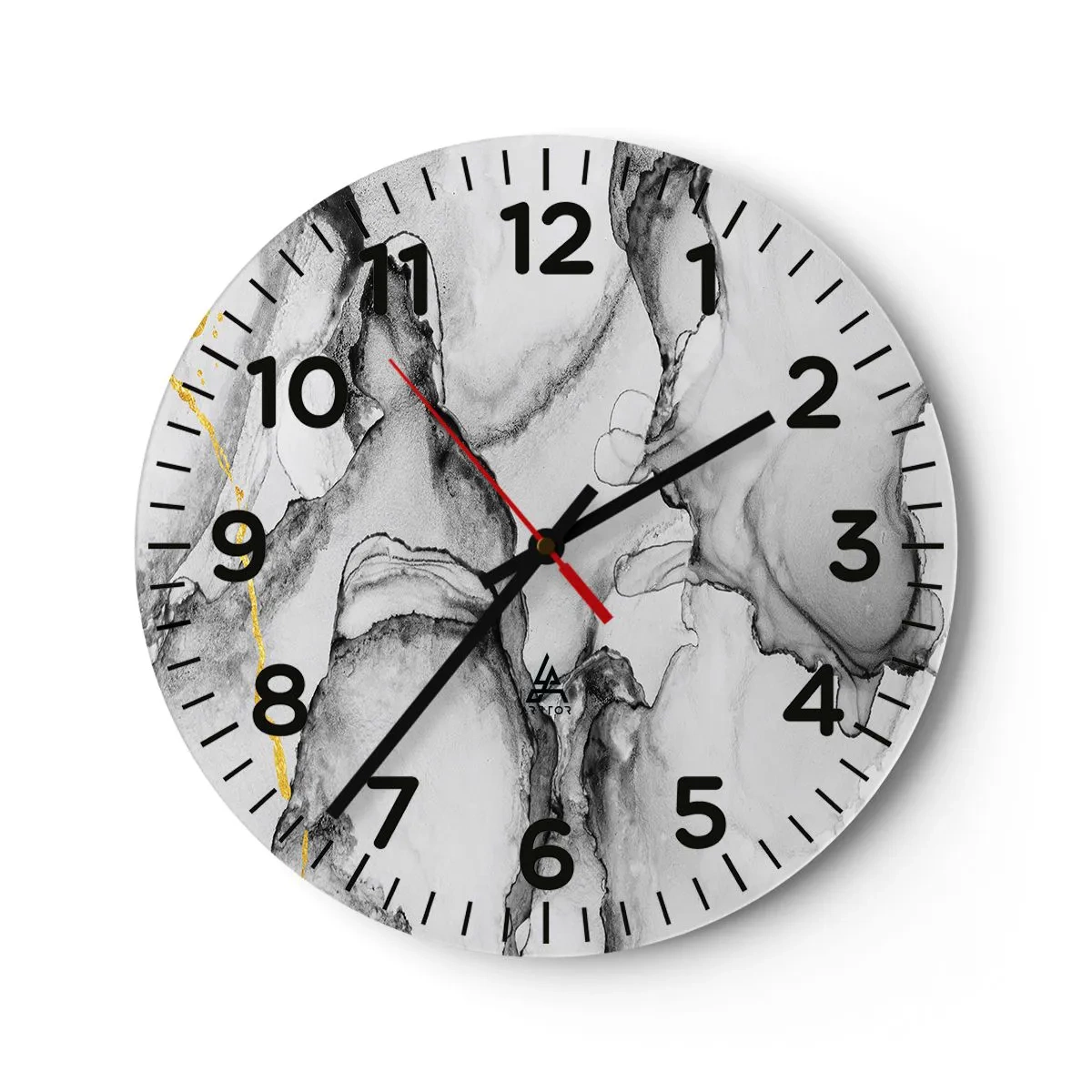 Wall clock - Clock on glass - Composition with a Golden Motif - 30x30 cm