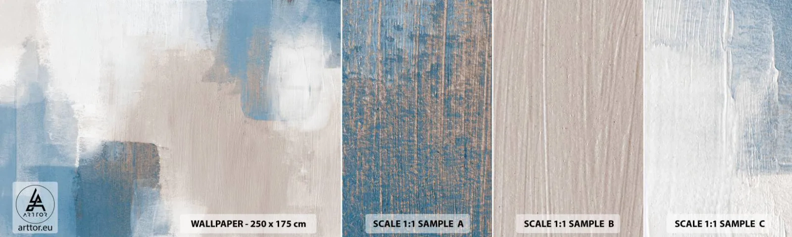 Photo Wallpaper Sample Standard Eco - Pink Abstract with a Blue Curtain - Piece, Contemporary, Paints - 100x30 cm