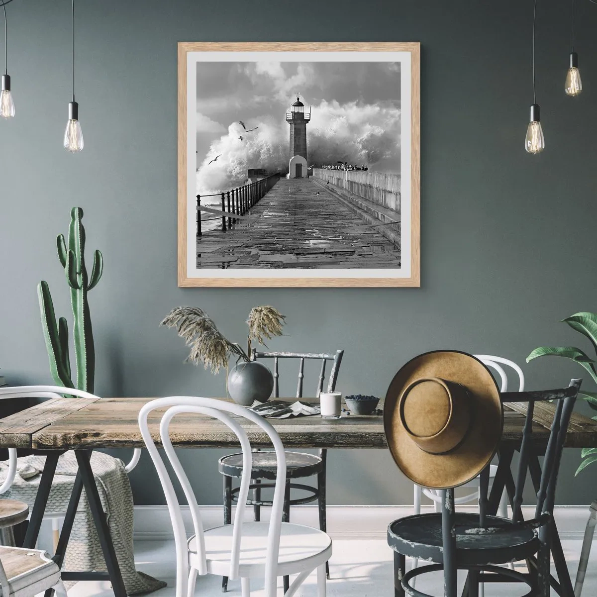 Poster in light oak frame - Fearless - 60x60 cm