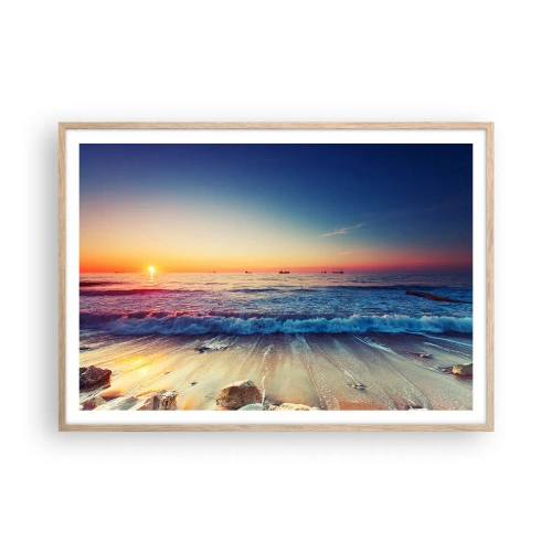 Poster in light oak frame - What Is behind the Horizon? - 100x70 cm